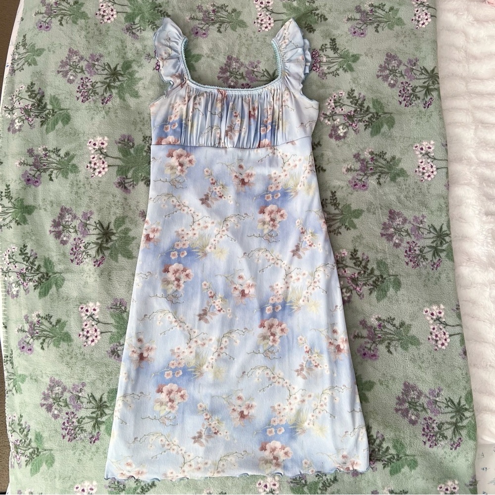 Vintage Y2K 90s Rocket Candy Floral Print Dress 💙🤎🧚